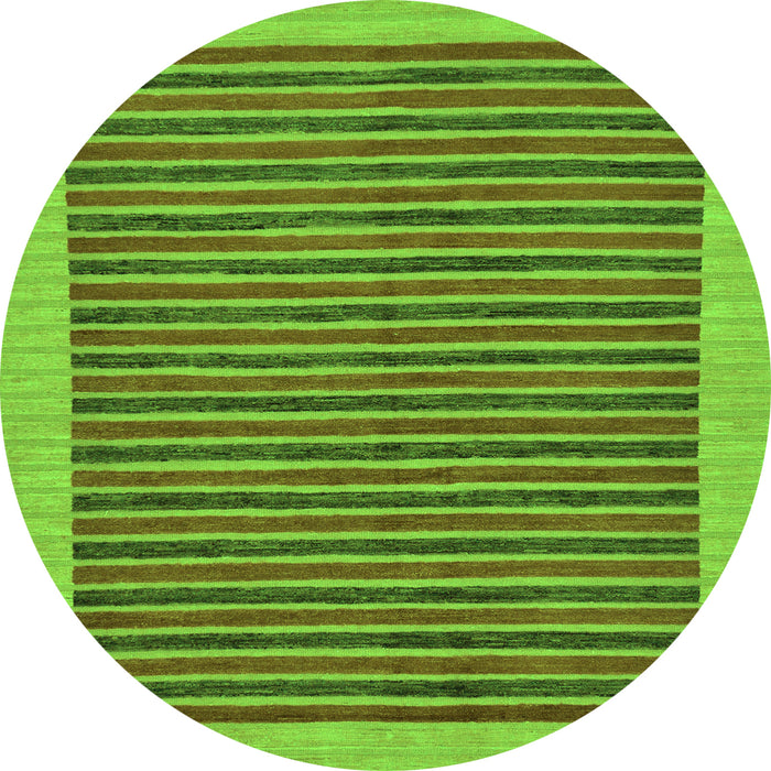 Round Machine Washable Oriental Green Modern Area Rugs, wshabs273grn