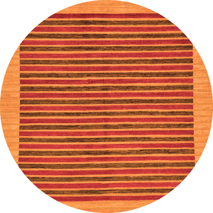 Round Machine Washable Oriental Orange Modern Area Rugs, wshabs273org