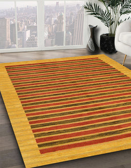 Machine Washable Abstract Dark Orange Rug in a Family Room, wshabs273