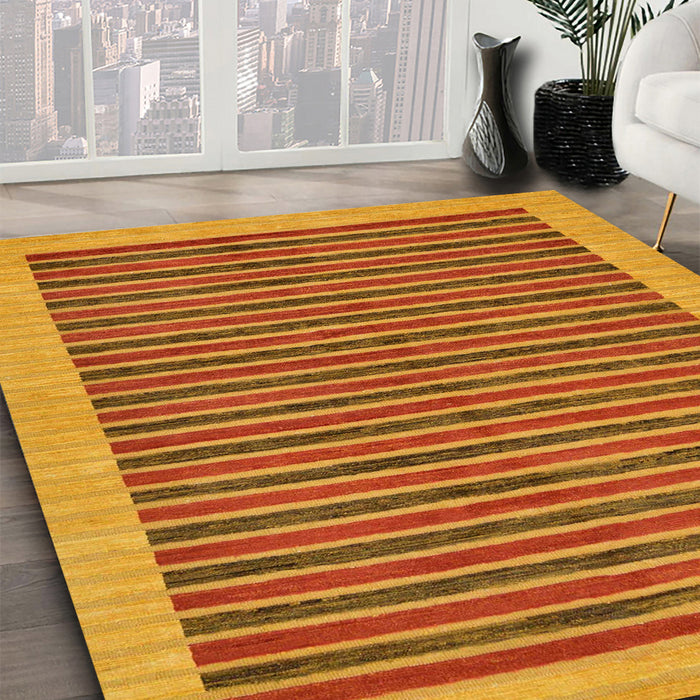 Abstract Dark Orange Oriental Rug in Family Room, abs273