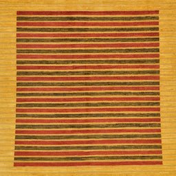 Square Abstract Dark Orange Oriental Rug, abs273