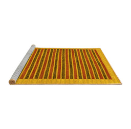 Sideview of Machine Washable Oriental Yellow Modern Rug, wshabs273yw