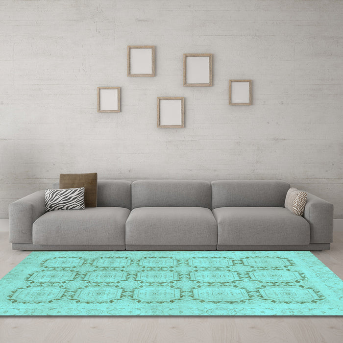 Machine Washable Abstract Light Blue Modern Rug in a Living Room, wshabs2740lblu