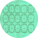 Round Abstract Turquoise Modern Rug, abs2740turq