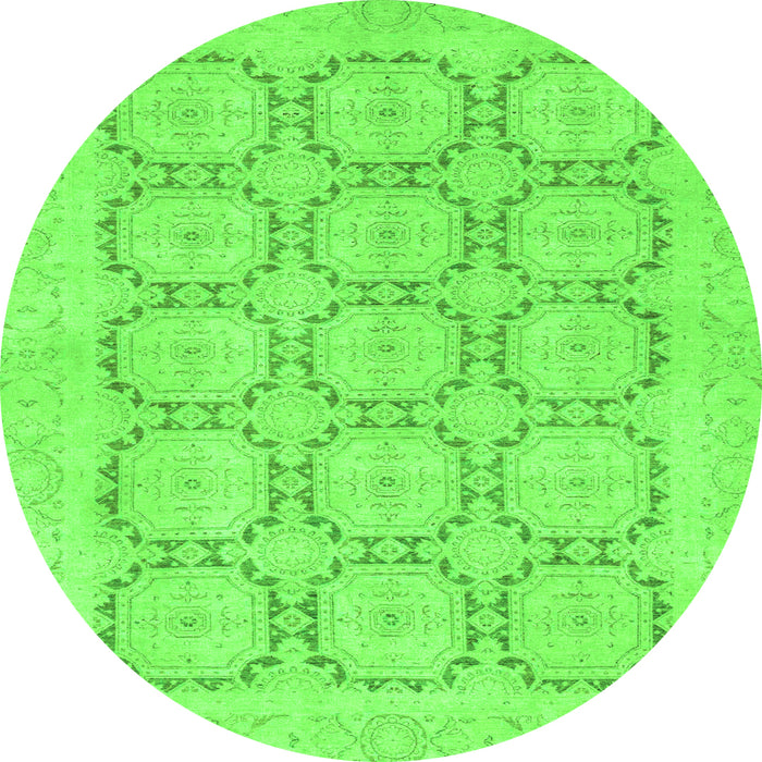 Round Machine Washable Abstract Green Modern Area Rugs, wshabs2740grn