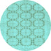 Round Abstract Light Blue Modern Rug, abs2740lblu