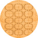 Round Machine Washable Abstract Orange Modern Area Rugs, wshabs2740org