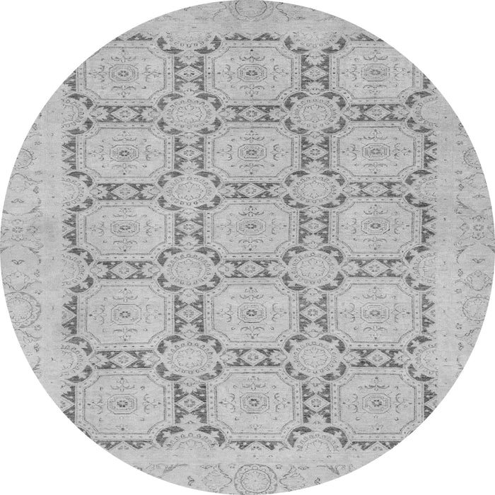Round Machine Washable Abstract Gray Modern Rug, wshabs2740gry