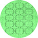 Round Abstract Emerald Green Modern Rug, abs2740emgrn