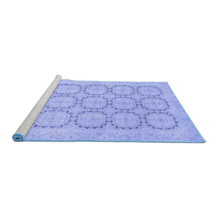 Sideview of Machine Washable Abstract Blue Modern Rug, wshabs2740blu