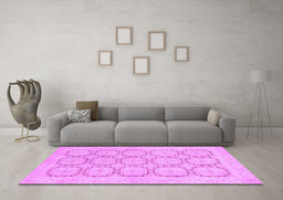Machine Washable Abstract Purple Modern Area Rugs in a Living Room, wshabs2740pur