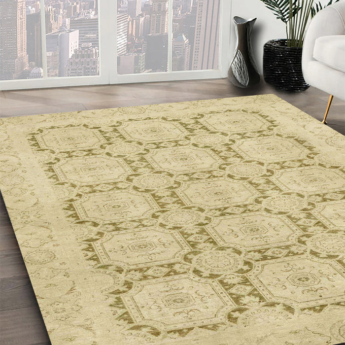 Machine Washable Abstract Brown Gold Rug in a Family Room, wshabs2740