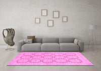 Machine Washable Abstract Pink Modern Rug, wshabs2740pnk