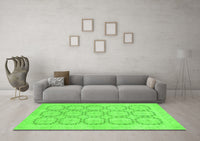 Machine Washable Abstract Green Modern Rug, wshabs2740grn