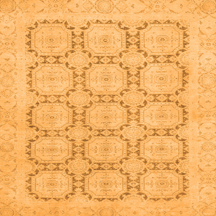 Square Machine Washable Abstract Orange Modern Area Rugs, wshabs2740org