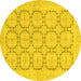 Round Abstract Yellow Modern Rug, abs2740yw