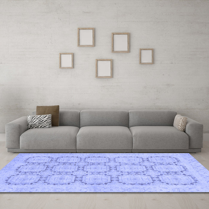 Machine Washable Abstract Blue Modern Rug in a Living Room, wshabs2740blu
