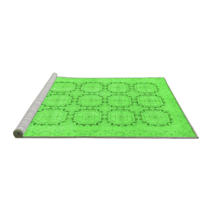Sideview of Machine Washable Abstract Green Modern Area Rugs, wshabs2740grn