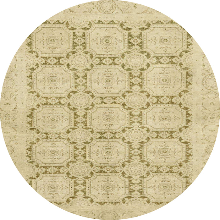 Round Machine Washable Abstract Brown Gold Rug, wshabs2740