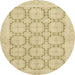 Round Machine Washable Abstract Brown Gold Rug, wshabs2740