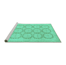 Sideview of Machine Washable Abstract Turquoise Modern Area Rugs, wshabs2740turq