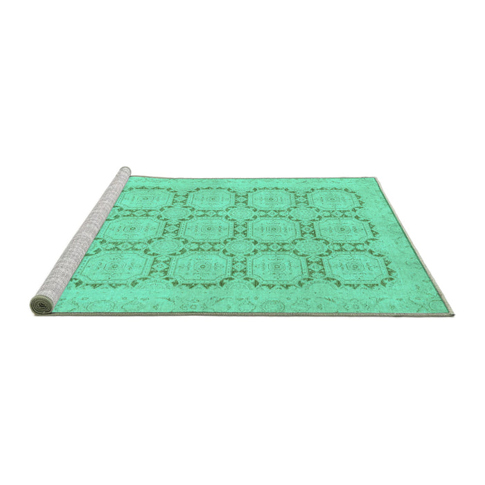 Sideview of Machine Washable Abstract Turquoise Modern Area Rugs, wshabs2740turq