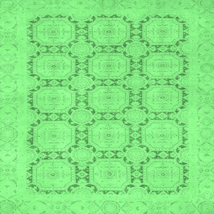 Square Machine Washable Abstract Emerald Green Modern Area Rugs, wshabs2740emgrn