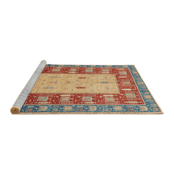 Sideview of Machine Washable Abstract Brown Sugar Brown Rug, wshabs2741