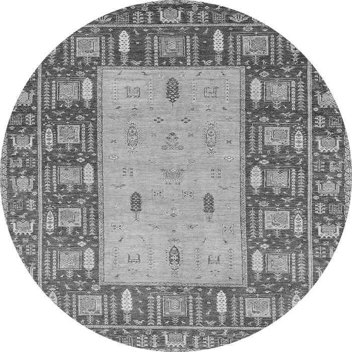Round Machine Washable Abstract Gray Modern Rug, wshabs2741gry