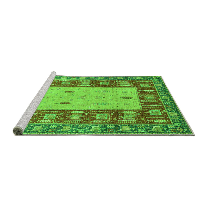 Sideview of Machine Washable Abstract Green Modern Area Rugs, wshabs2741grn