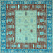 Square Abstract Light Blue Modern Rug, abs2741lblu