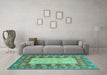 Machine Washable Abstract Turquoise Modern Area Rugs in a Living Room,, wshabs2741turq