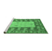 Sideview of Machine Washable Abstract Emerald Green Modern Area Rugs, wshabs2741emgrn