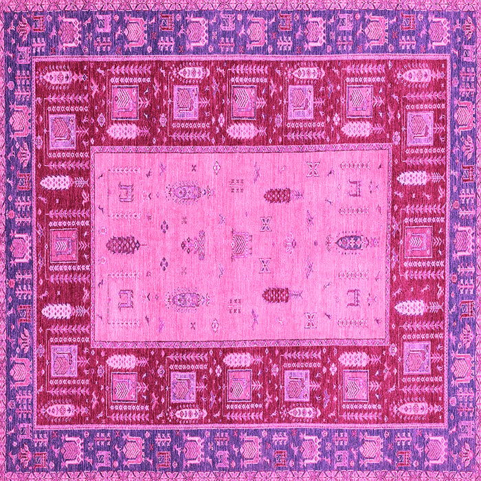 Square Machine Washable Abstract Pink Modern Rug, wshabs2741pnk