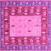 Square Machine Washable Abstract Pink Modern Rug, wshabs2741pnk