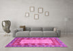 Machine Washable Abstract Pink Modern Rug in a Living Room, wshabs2741pnk