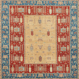 Square Abstract Brown Modern Rug, abs2741