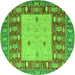 Round Machine Washable Abstract Green Modern Area Rugs, wshabs2741grn