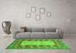 Machine Washable Abstract Green Modern Area Rugs in a Living Room,, wshabs2741grn