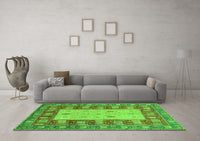 Machine Washable Abstract Green Modern Rug, wshabs2741grn