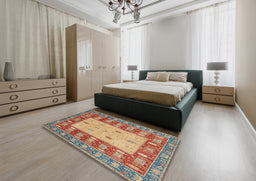 Abstract Brown Modern Rug in a Bedroom, abs2741