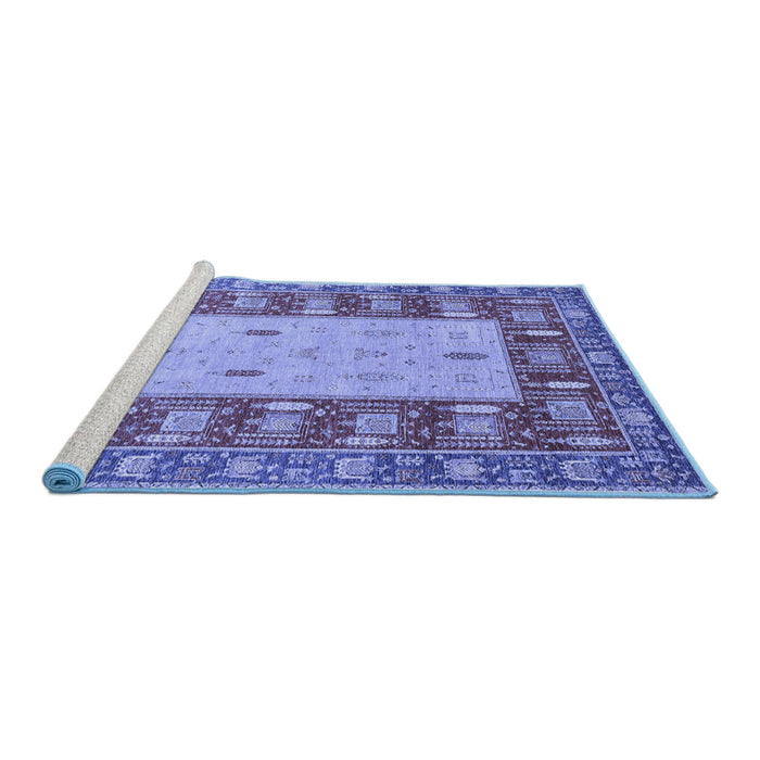 Sideview of Machine Washable Abstract Blue Modern Rug, wshabs2741blu