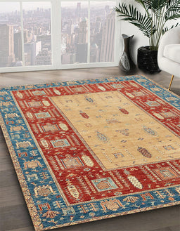 Machine Washable Abstract Brown Sugar Brown Rug in a Family Room, wshabs2741