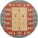 Round Abstract Brown Modern Rug, abs2741