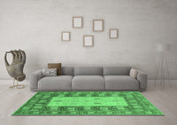 Machine Washable Abstract Emerald Green Modern Rug, wshabs2741emgrn