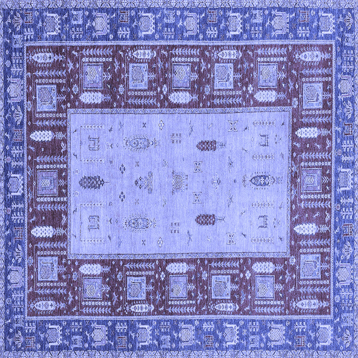 Square Abstract Blue Modern Rug, abs2741blu