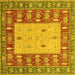 Square Abstract Yellow Modern Rug, abs2741yw