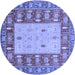 Round Abstract Blue Modern Rug, abs2741blu