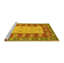 Sideview of Machine Washable Abstract Yellow Modern Rug, wshabs2741yw
