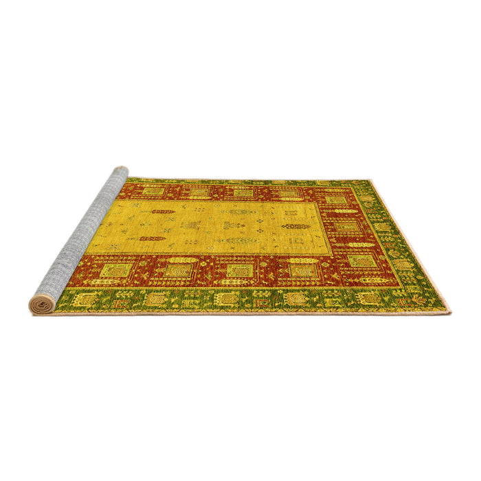 Sideview of Machine Washable Abstract Yellow Modern Rug, wshabs2741yw